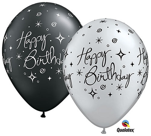 Black & Silver Birthday Balloons Dubai