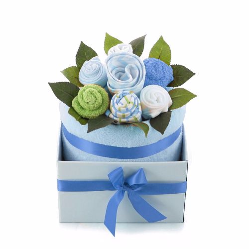 Baby Blue Towel 'n PJs Gift Bouquet - Dubai