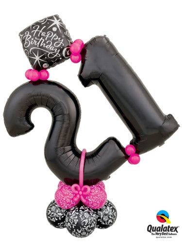 Black & Pink Age Balloon Stand - Dubai