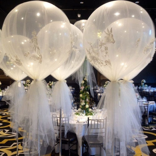 White Tulle Balloon Centerpiece - Dubai