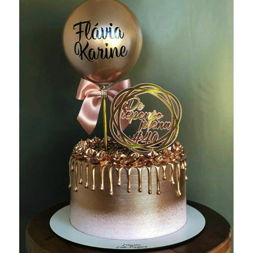 Rose Gold Cake with balloons Dubai