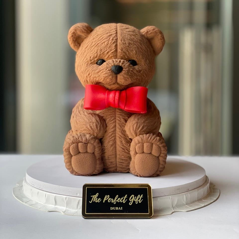 Swiss Chocolate Teddy Bear Cake Red Bow