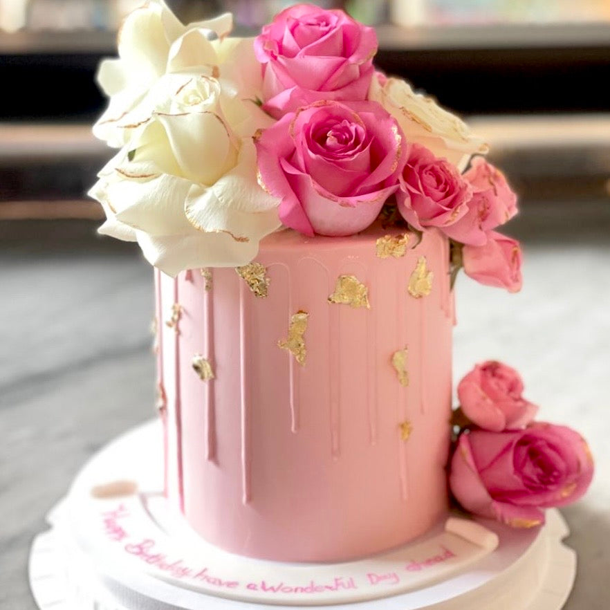 Pink and White Roses Cake - Order Online Now - Next Day Delivery! – Dot ...