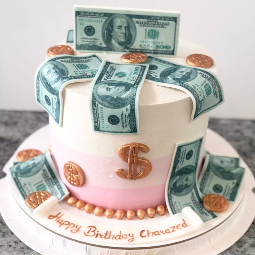 Pink Dollar Bills cake Dubai - Birthday Cake Delivery to Dubai - Shop Online – Dot Perfect Gift Trading LLC