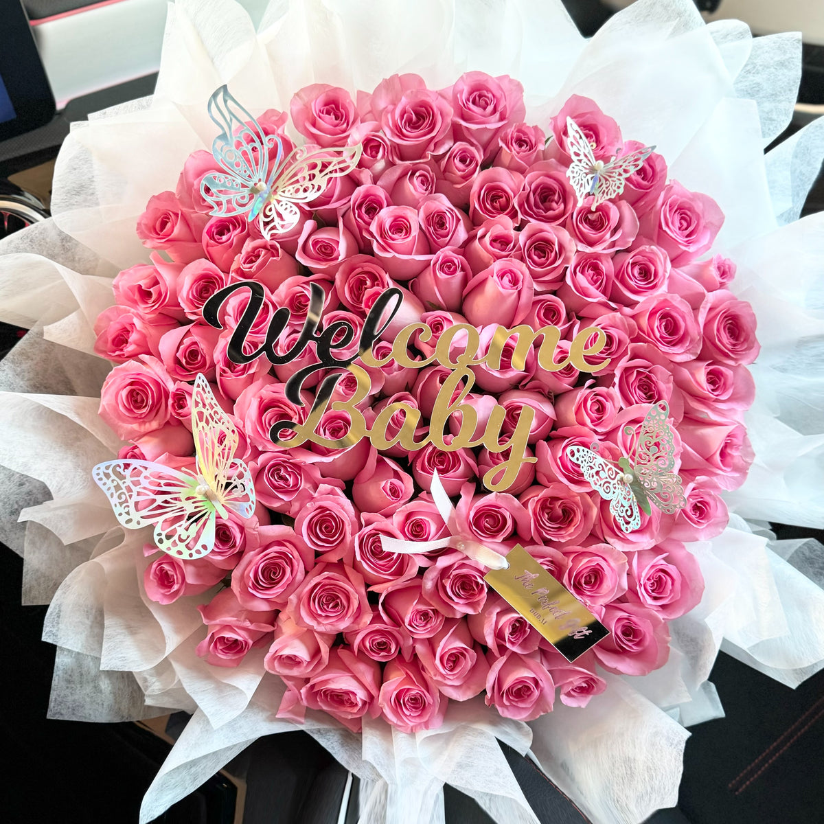 Pink Roses Bab Works Baby Girl Pink Roses Bouquet - New Born Gift Delivery to UAE - Shop ...