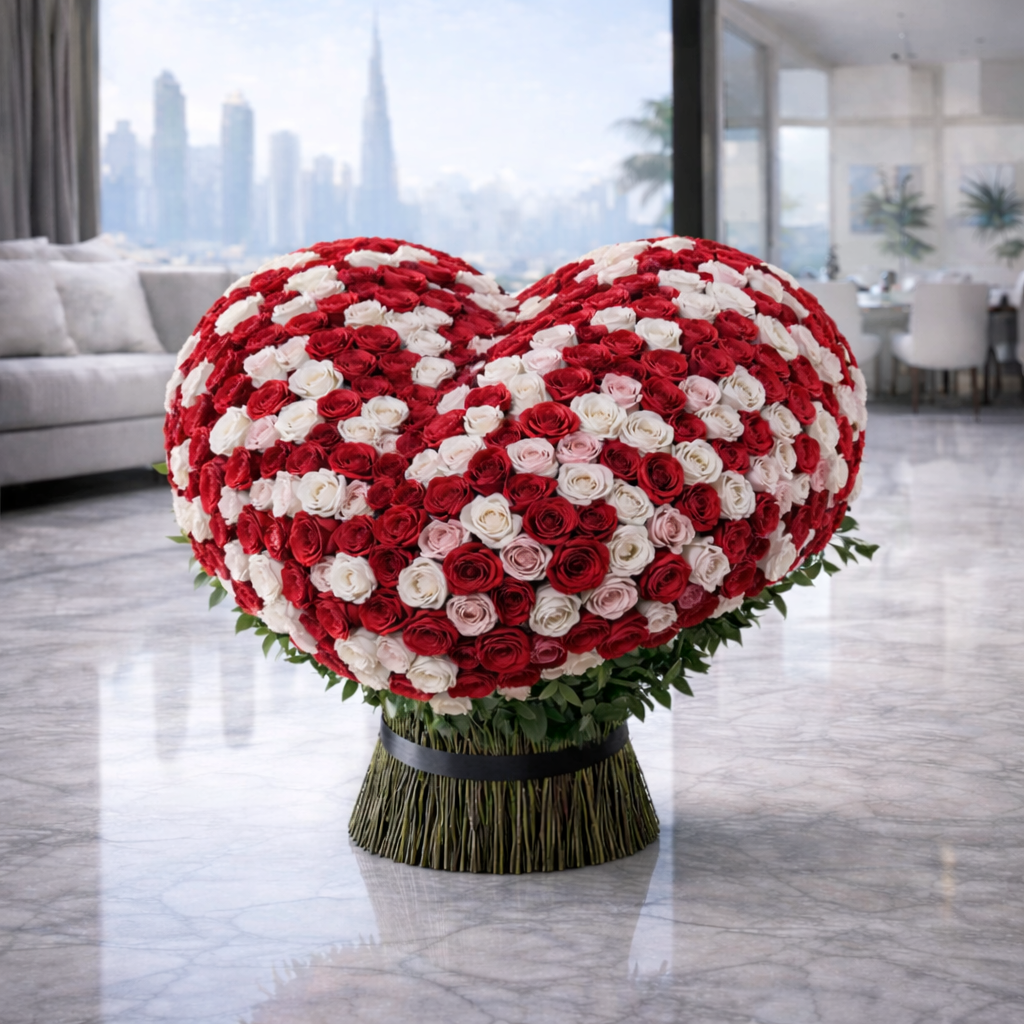 VIP Flower Delivery in Dubai - 1000 Roses Heart Gifts - Order Online ...