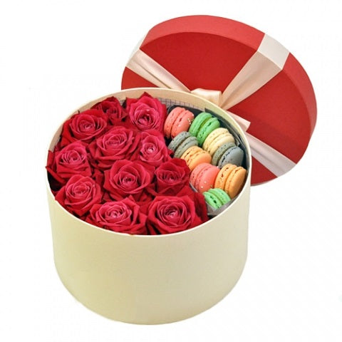 Surprise Macarons and Roses Gift Box Dubai