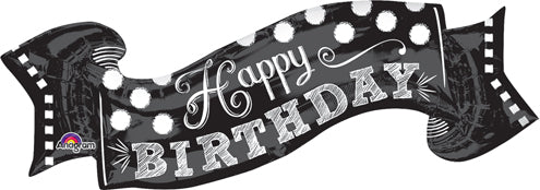 Happy Birthday Black & White Chalkboard Balloon - Dubai