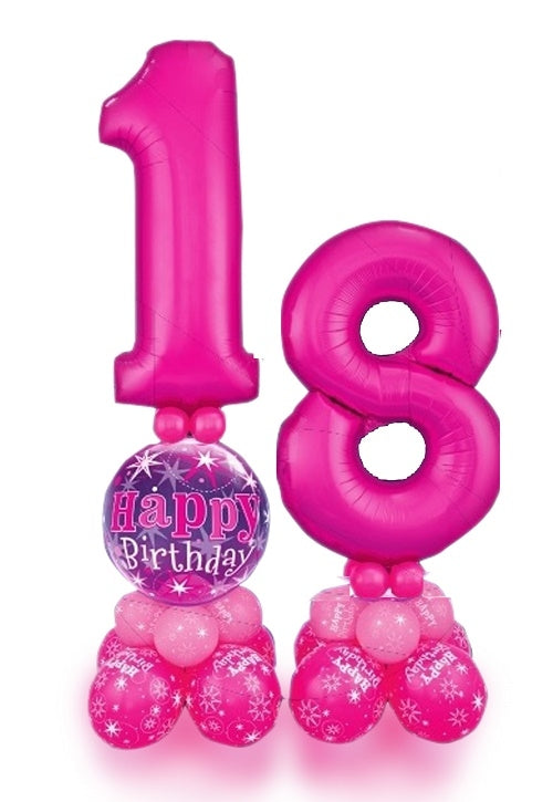 Pink Happy Birthday Balloon Stand - Dubai