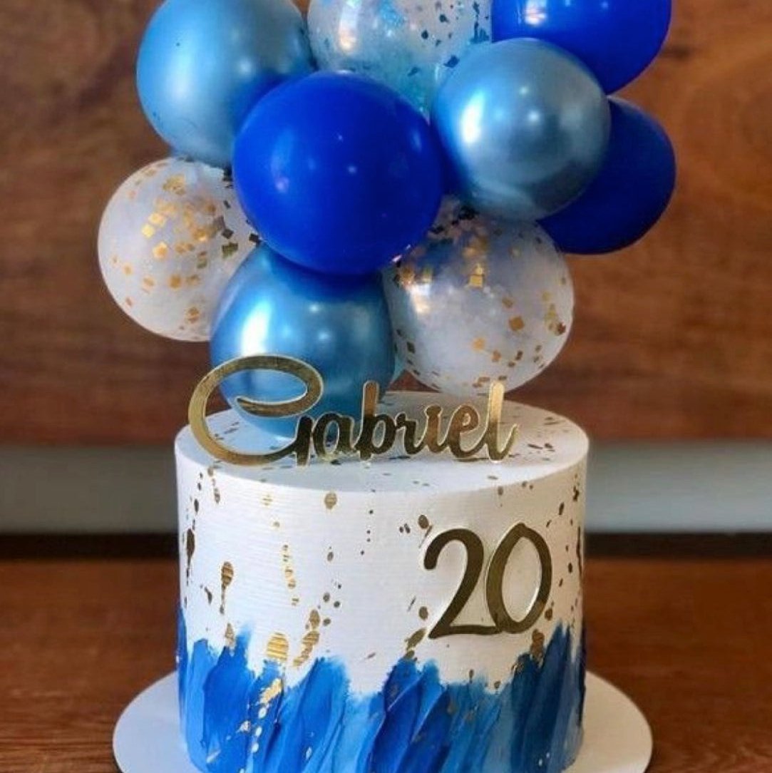 Bolo Azul com Balões - Bolo de Aniversário Entrega em Dubai