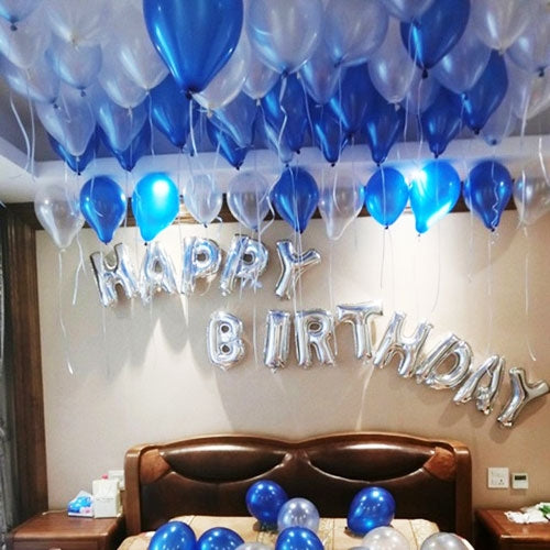 Blue & Silver Birthday Party Balloon Celebration - Dubai