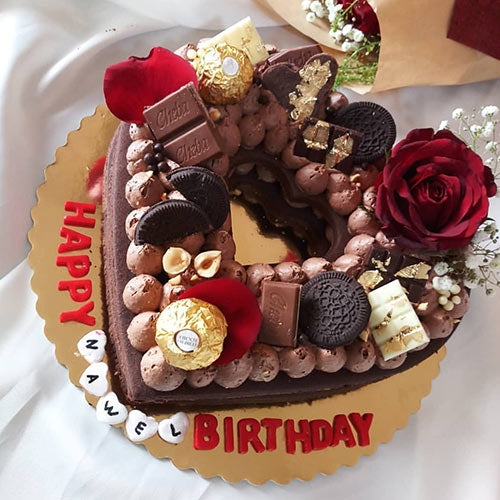 Birthday Chocolate Heart Cake UAE