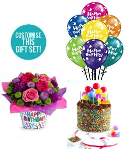 Birthday Chocolate Cake, Balloons & Flowers Gift Dubai