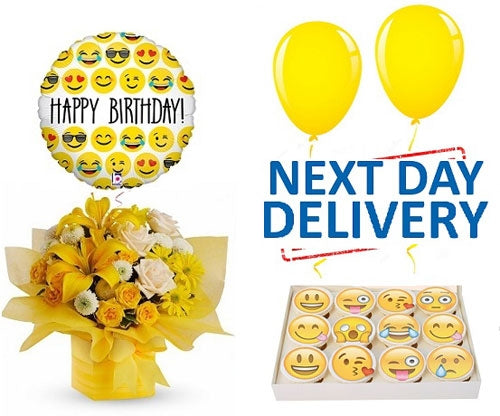 Yellow Happy Birthday Emoji Set - Dubai