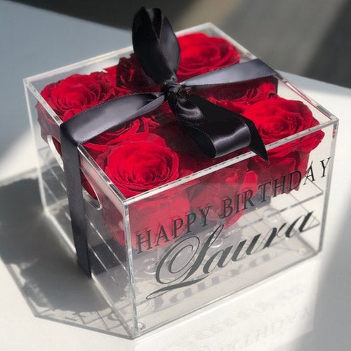 Personalized Birthday Roses Acrylic box
