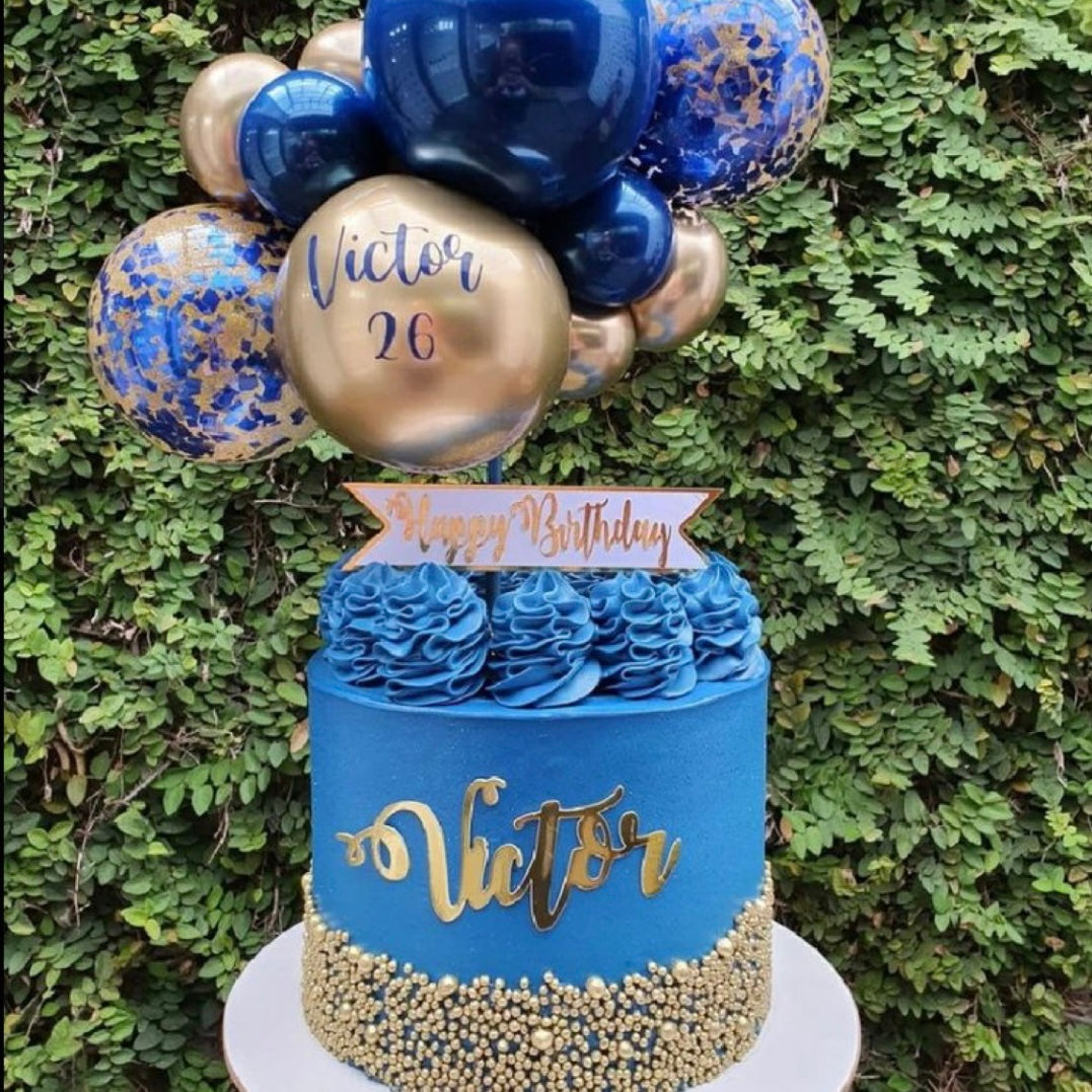 Bolo Azul com Balões - Bolo de Aniversário Entrega em Dubai