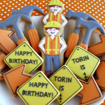 Birthday Construction Boys Cookies - Dubai