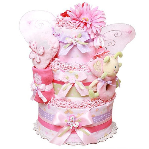 Pink Flowers Baby Girl Diaper Cake - Dubai