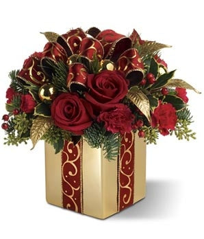 Festive Red Roses Gift Box - Dubai