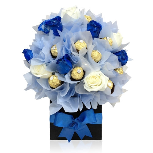 Blue Roses & Ferrero Rocher Bouquet - Dubai