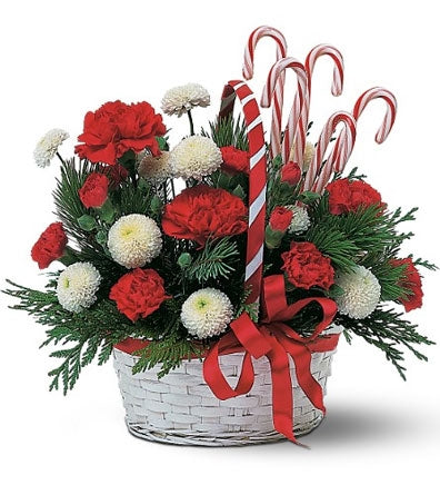'Christmas Greetings' White Flower Basket - Dubai