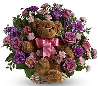 Pink Purple Flowers and Teddy UAE