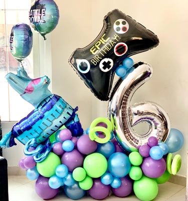 Bouquet de ballons d'anniversaire sur le thème des jeux de joystick Fortnite  - Envoyez à Dubaï maintenant ! – The Perfect Gift® Dubaï