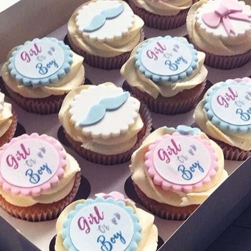 Gyufise - 24 decorazioni per cupcake di compleanno con glitter blu