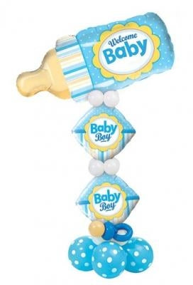 Welcome Baby Boy Dots Balloon Stand - Dubai
