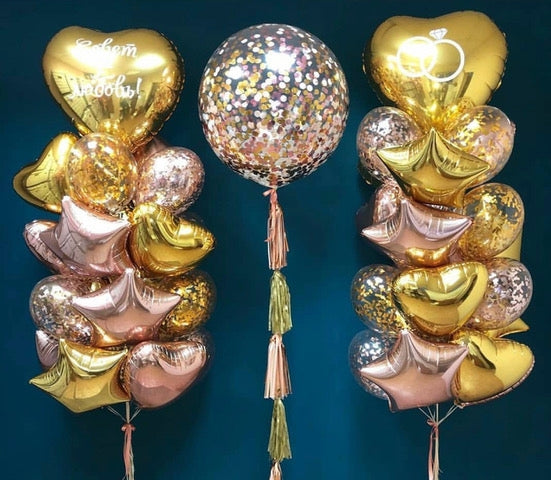 Gold, Rose Gold and Bubble Balloons Dubai