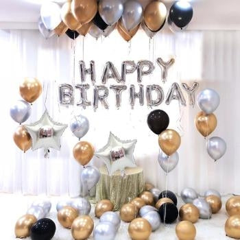 Gold & Silver Birthday Balloon Celebration - Dubai