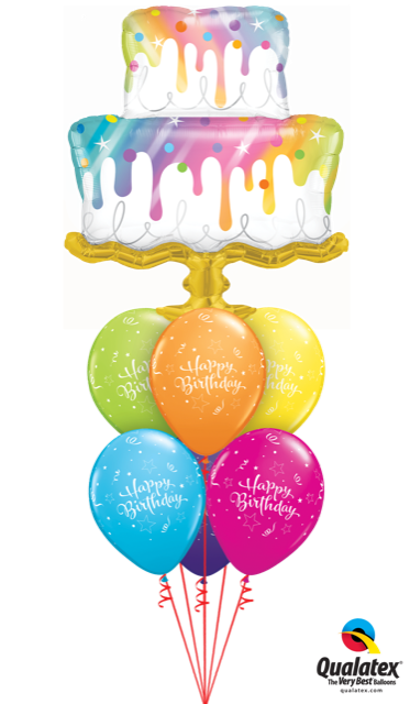 Happy Birthday Cake Balloon Bouquet Dubai