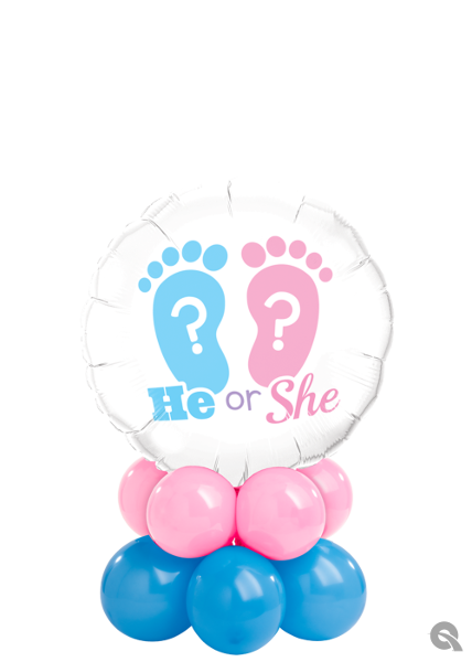 'He or She' Baby Feet Pink & Blue Balloon Dubai