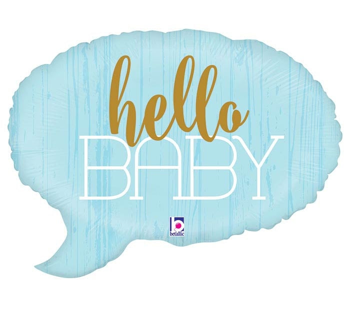 Hello Baby Blue Bubble Shape Balloon