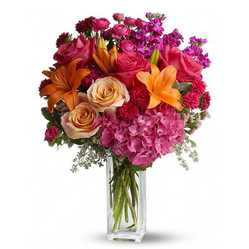 Hot Pink & Orange Flower Vase - Dubai