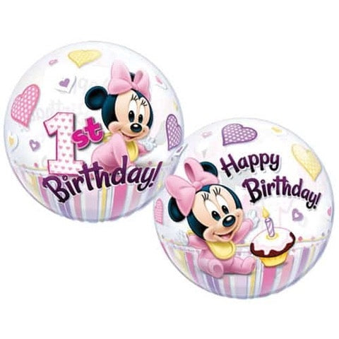 Ballon à bulles pour le premier anniversaire de Minnie Mouse - Livraison  gratuite Dubaï - Achetez maintenant - The Perfect Gift® Dubaï