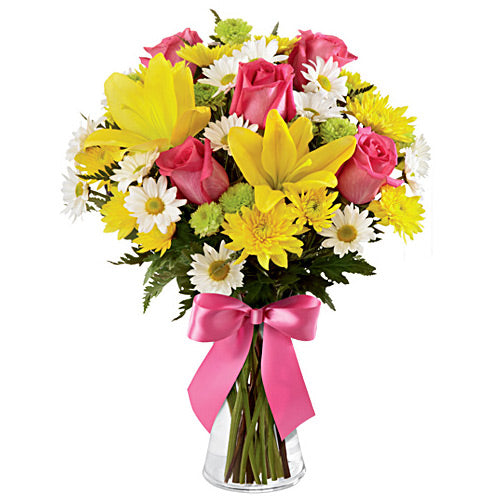 Pink & Yellow Flowers in a Vase - Dubai