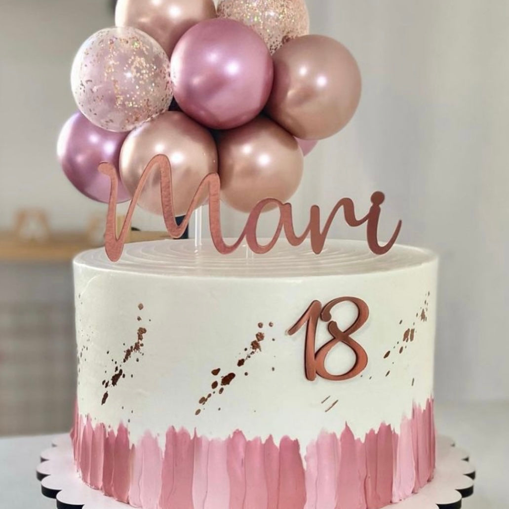 Pink Rose Flower Birthday Cake With Name and Photo Pic