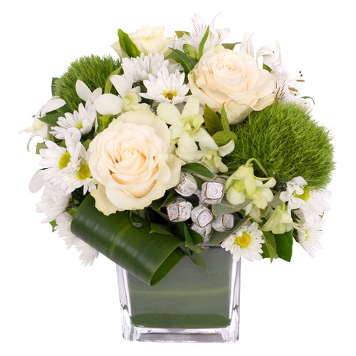 White & Green Flower Vase - Dubai