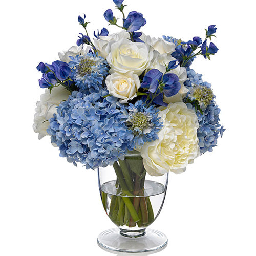White & Blue Flowers Vase - Dubai