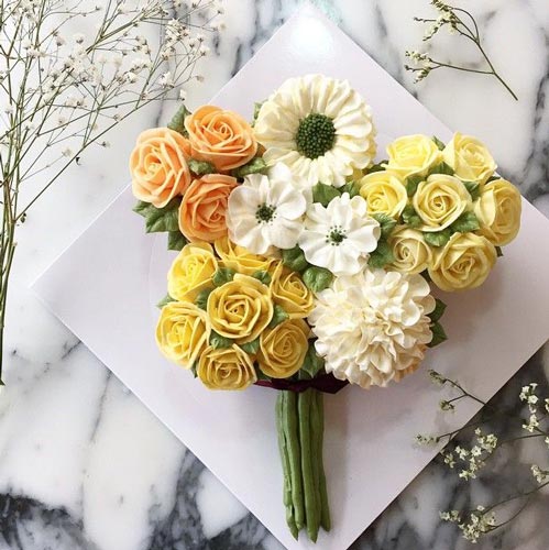 Yellow Flower Cupcake Bouquet - Dubai